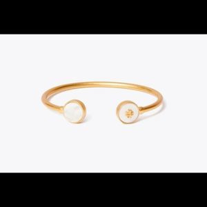 NWT Tory Burch Kira Semi-Precious Gold Cuff Bracelet, Mother Of Pearl